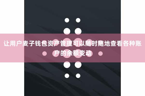 让用户麦子钱包资产管理可以随时随地查看各种账户的余额变动