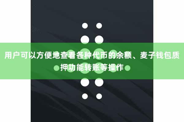 用户可以方便地查看各种代币的余额、麦子钱包质押功能转账等操作